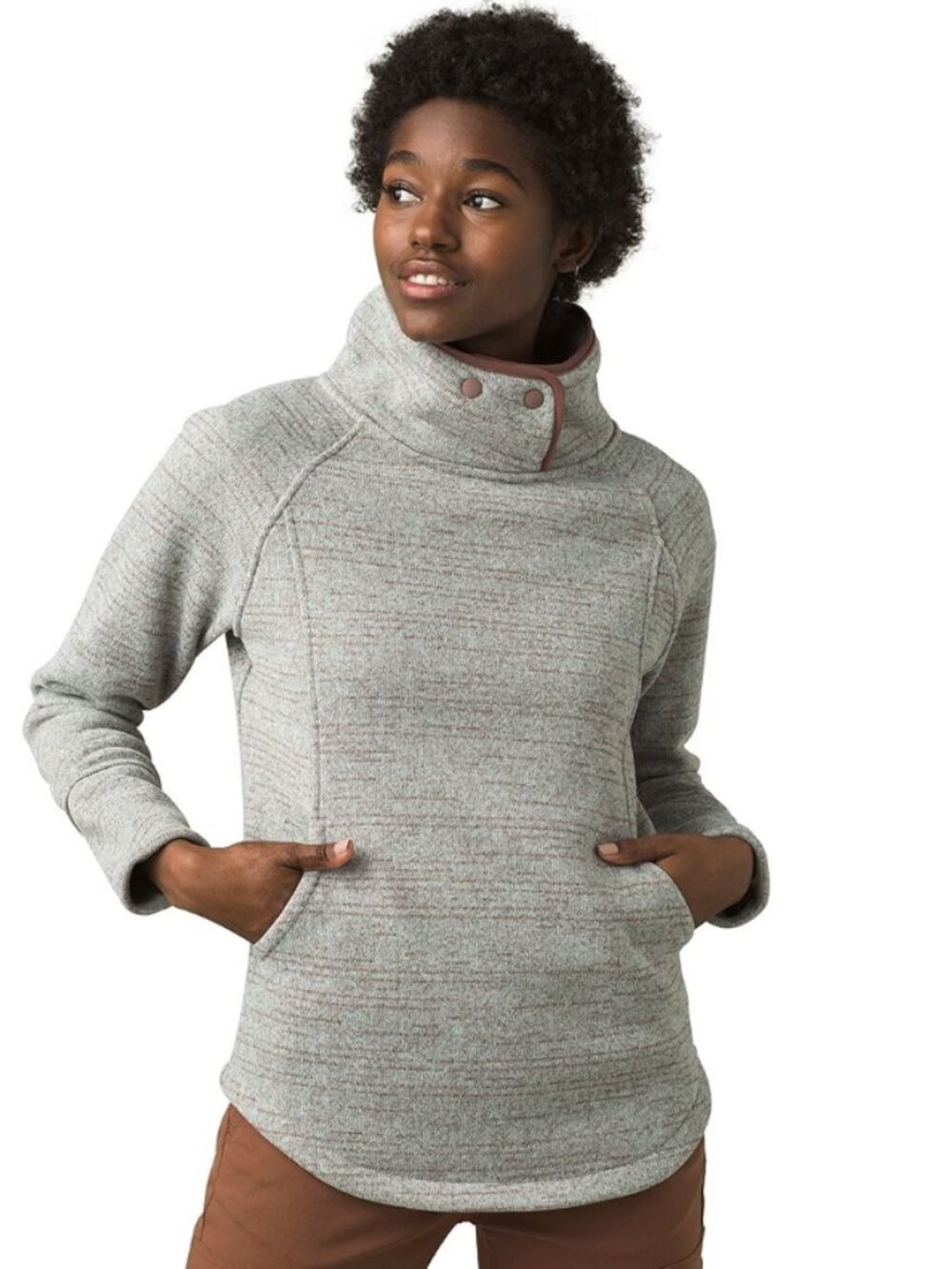 Prana Tri Thermal Threads Tunic Pullover Gray Women's Size Large